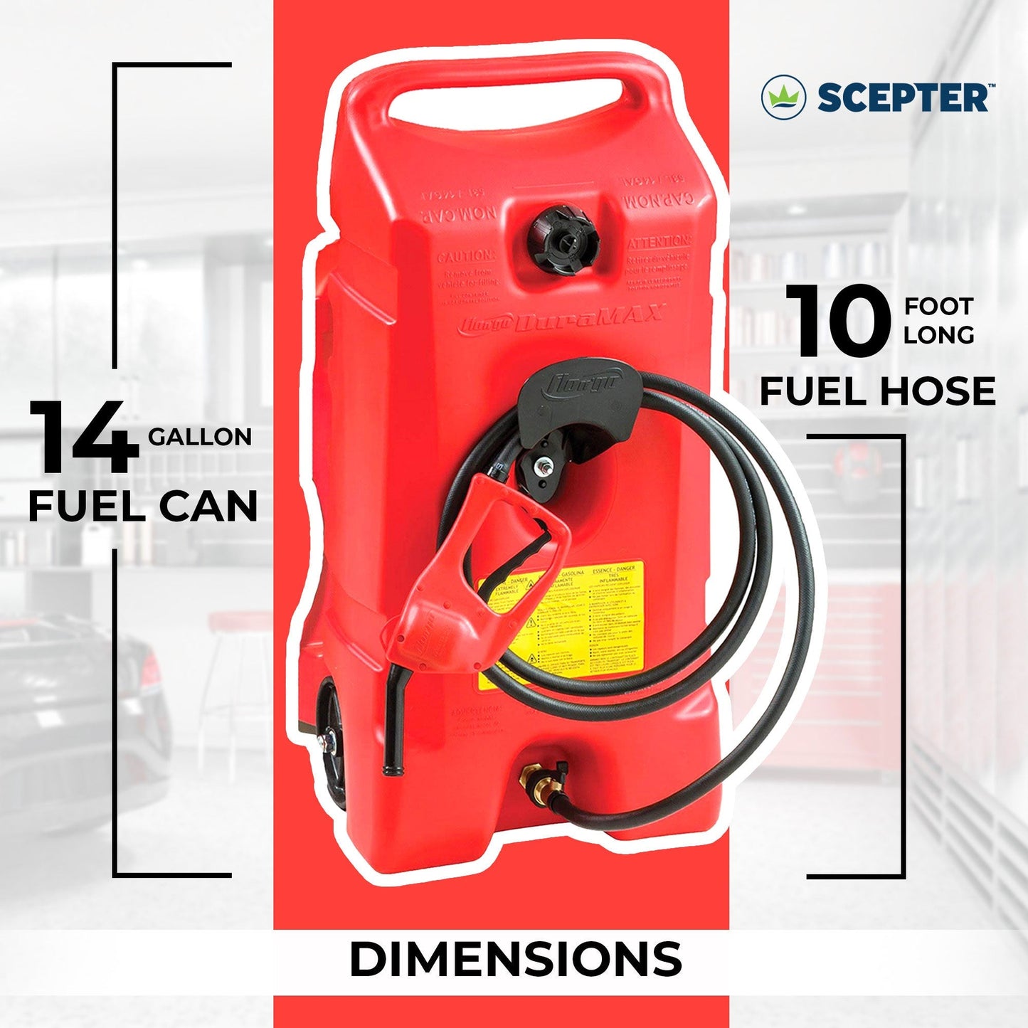 14 Gallon Portable Gas Fuel Tank with Pump, 2 Pack, Red